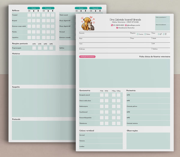 Ficha de avaliação de fisioterapia e reabilitação veterinária | Formulário de evolução para hidroterapia animal
