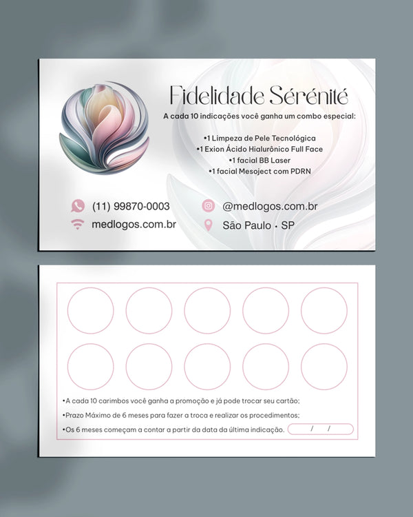 Cartão de fidelidade para clínicas de estética e beleza