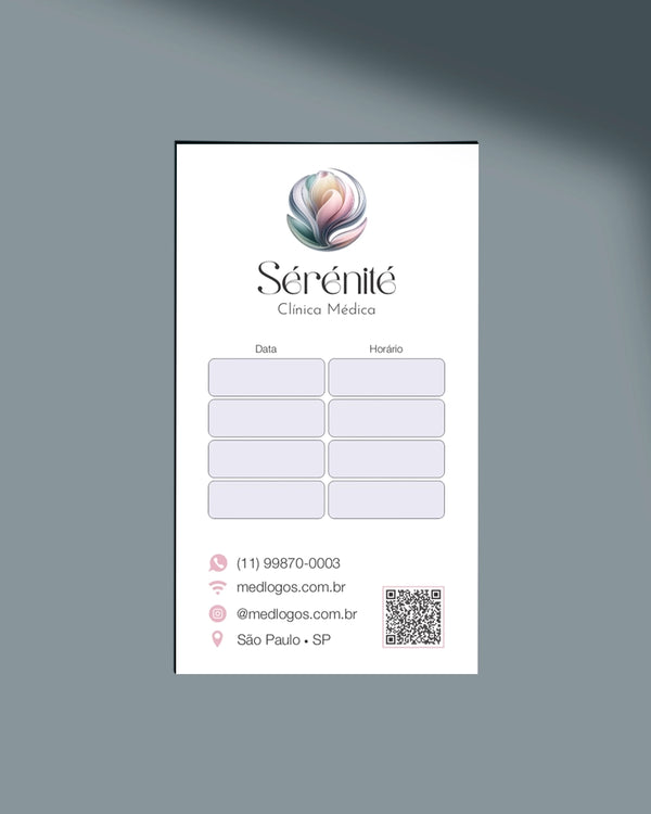 Cartão de horário para próximas consultas de estética e harmonização HOF