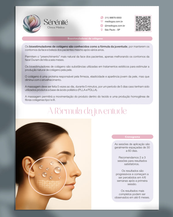Lâmina explicativa sobre bioestimuladores de colágeno