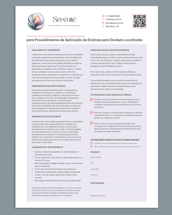 Termo de consentimento para tratamento estético com enzimas