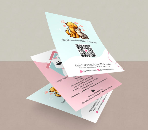 Panfleto personalizado para veterinário home care | Flyer de captação de clientes para veterinária domiciliar | Design de folder veterinário.