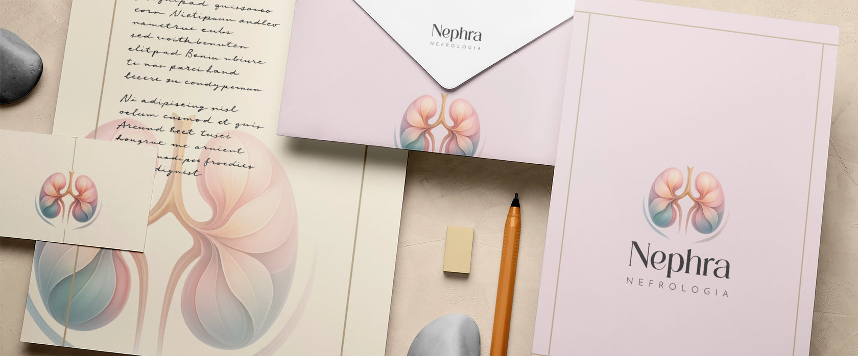 Papelaria de nefrologia personalizada com receituários e fichas clínicas impressos em gráfica médica premium