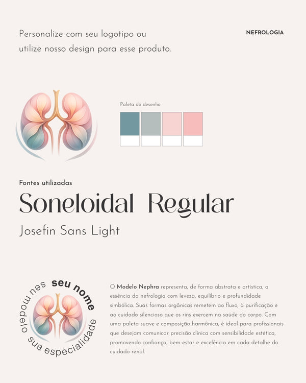 Coleção completa de papelaria personalizada para nefrologia, da gráfica médica de confiança Med Logos®. Inclui receituários, cartões, pastas, envelopes e mais.