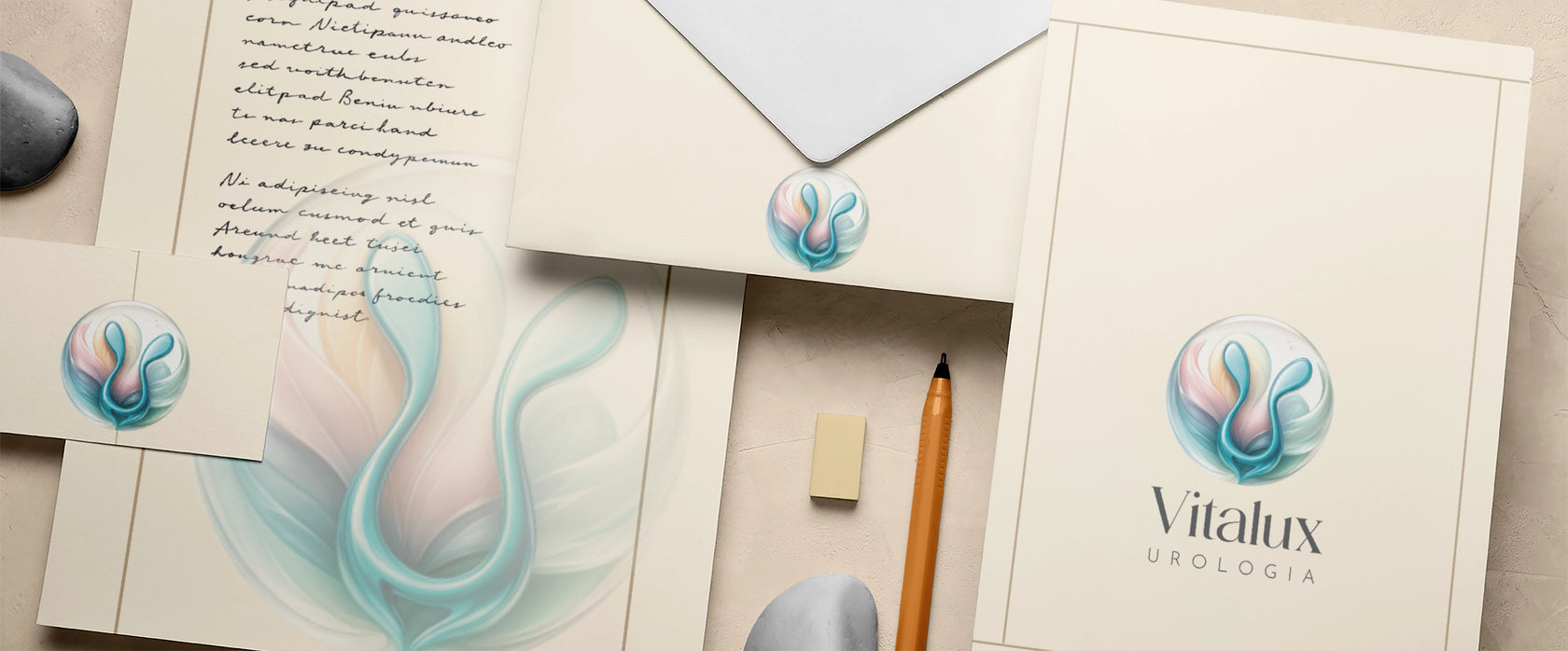 Papelaria médica personalizada para urologistas com design exclusivo