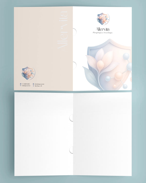 Pasta médica para alergologia e imunologia, impressão personalizada e profissional
