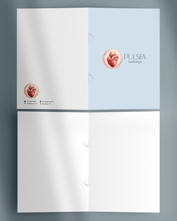 Pasta médica para cardiologia, impressão premium.. Orelha para grampear.