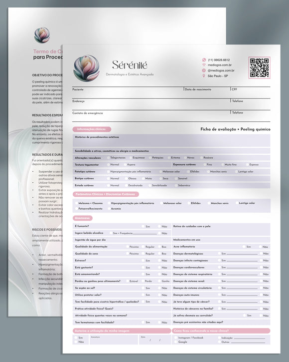 Anamnese e termo de consentimento para peeling químico