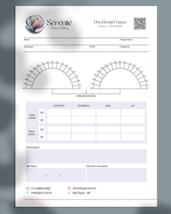Prescrição de lentes personalizada para médicos oftalmologistas