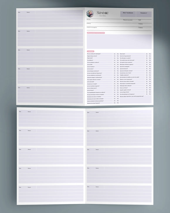Prontuário Ginecológico completo com anamnese.