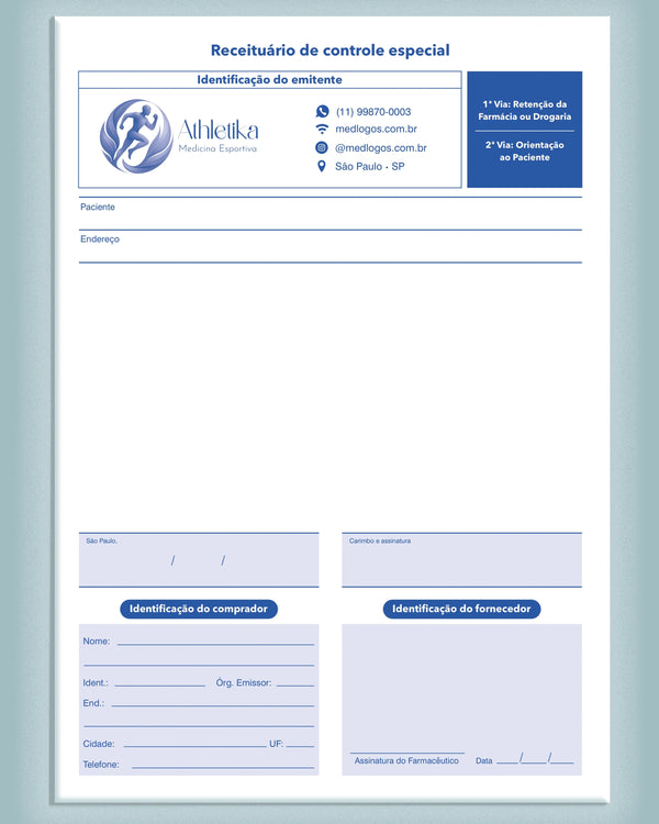 Receituário autocopiativo medicina esportiva - impressão de qualidade e funcionalidade para médicos.
Papel carbonado 2 vias para médicos.