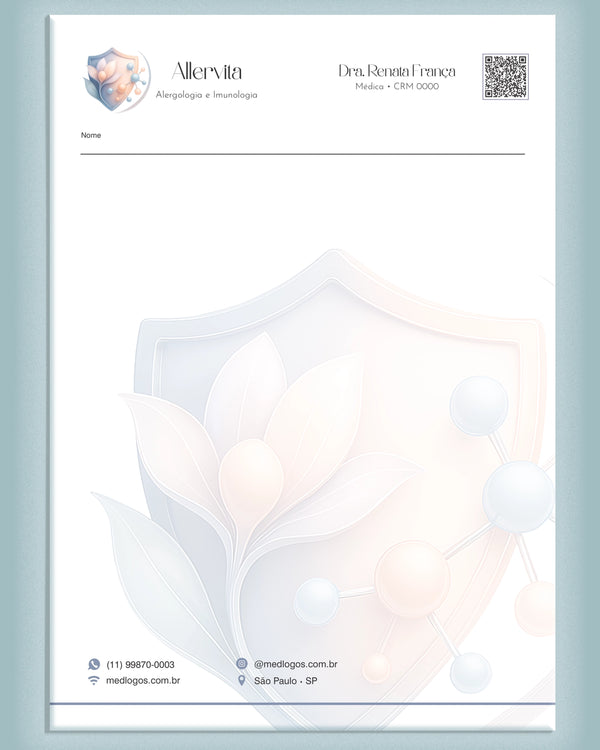 Receituário médico para impressora, alergologia e imunologia, impressão clara e confiável