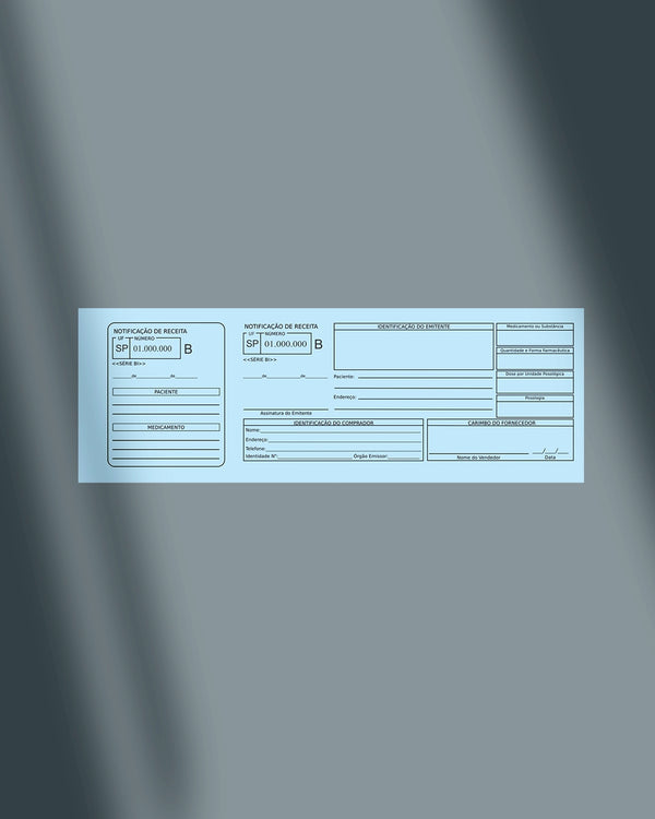 Notificação de receita B (Azul) para psiquiatras impressão gráfica