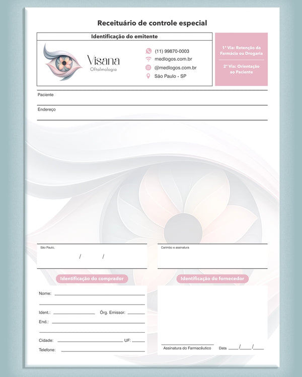 Receituário controle especial oftalmologia São Paulo - impressão confiável.