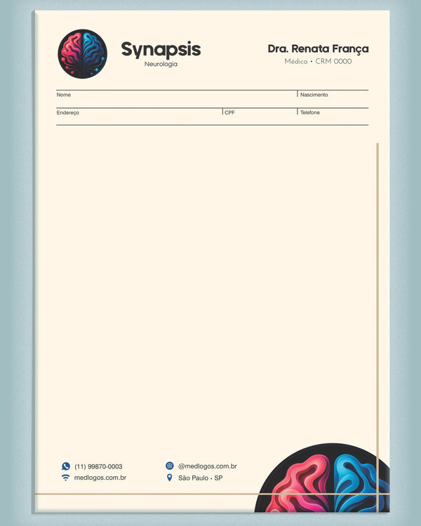 Blocos de receituário para neurologia, impressão premium.