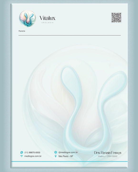 Visão do receituário urológico para impressora destacando formato A5 ou A4, personalizado e pronto para uso em consultórios pela gráfica Med Logos.