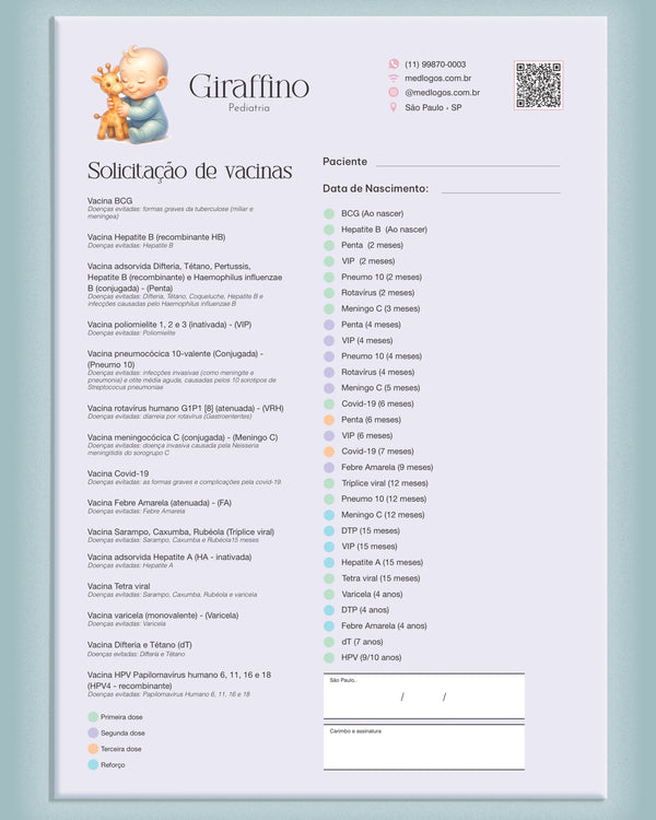 Ficha de soliitação de vacinas para médicos pediatras
