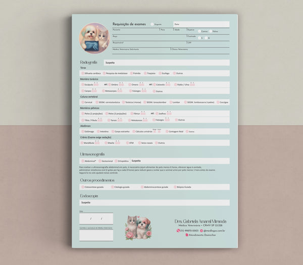 Requisição de exames de imagem veterinários