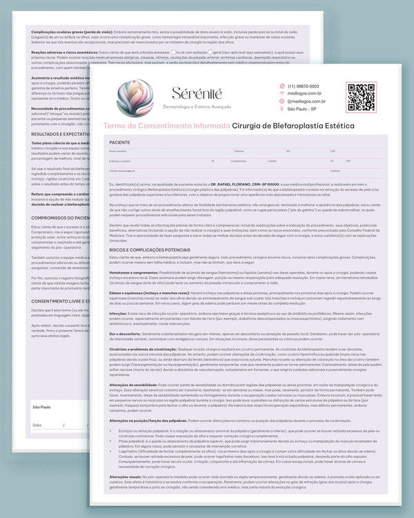 Termo de consentimento para cirurgia de blefaroplastia – documento jurídico para clínicas médicas
