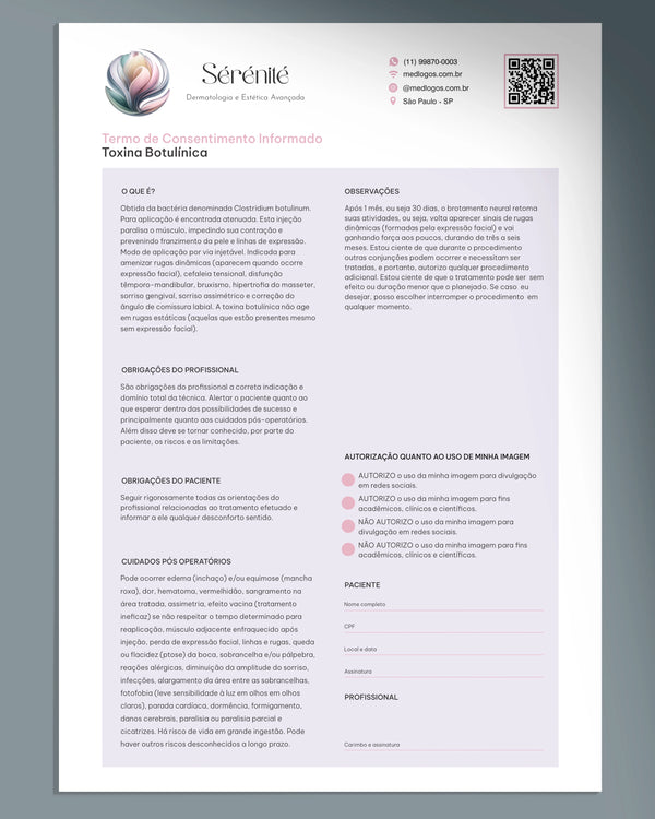 Termo de consentimento para toxina botulínica (Botox)