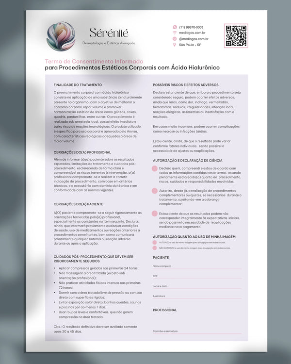 Termo de consentimento para harmonização corporal