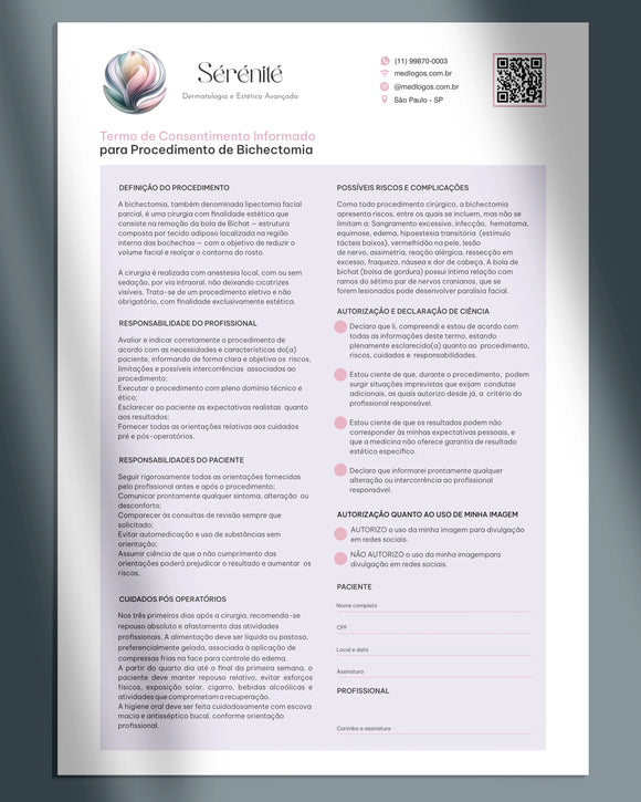 Termo de consentimento para bichectomia