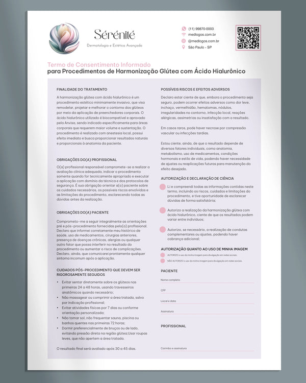 Termo de consentimento para harmonização glútea