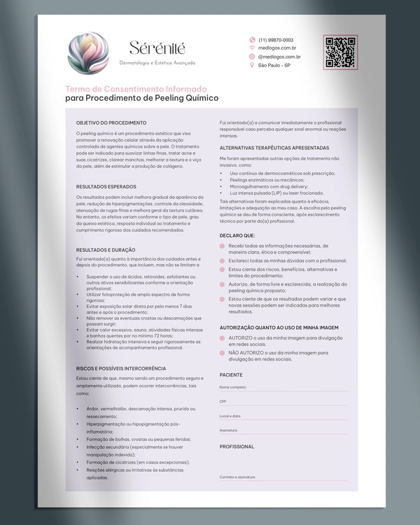 Termo de consentimento de peeling químico