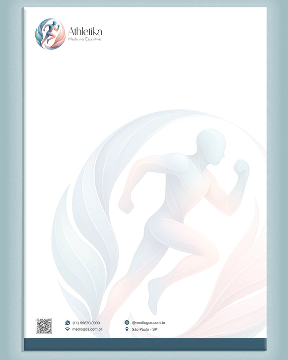 Papel timbrado A4 medicina esportiva - impressão premium e layout profissional para médicos.