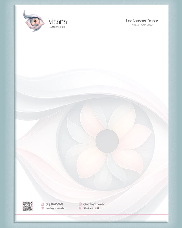 Papel timbrado médico oftalmologia A4 - impressão premium de papelaria médica.