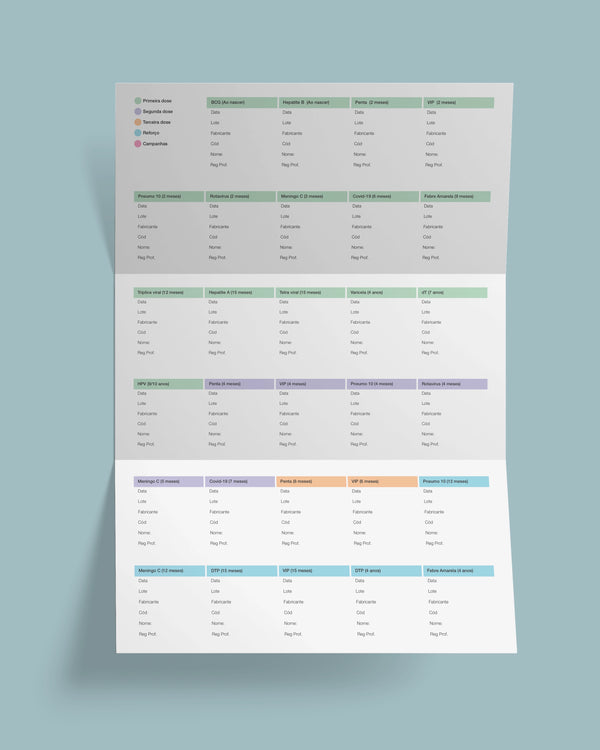 Cartão de vacina pediátrico personalizado