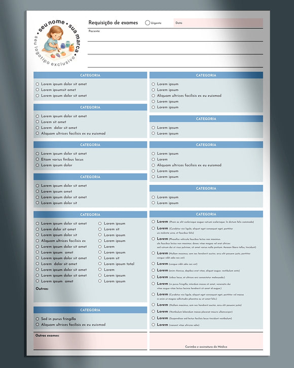 Requisição de exames pediátricos