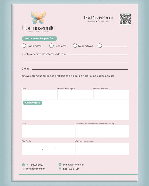Atestado médico endocrinologia - impressão premium e layout funcional para médicos.
