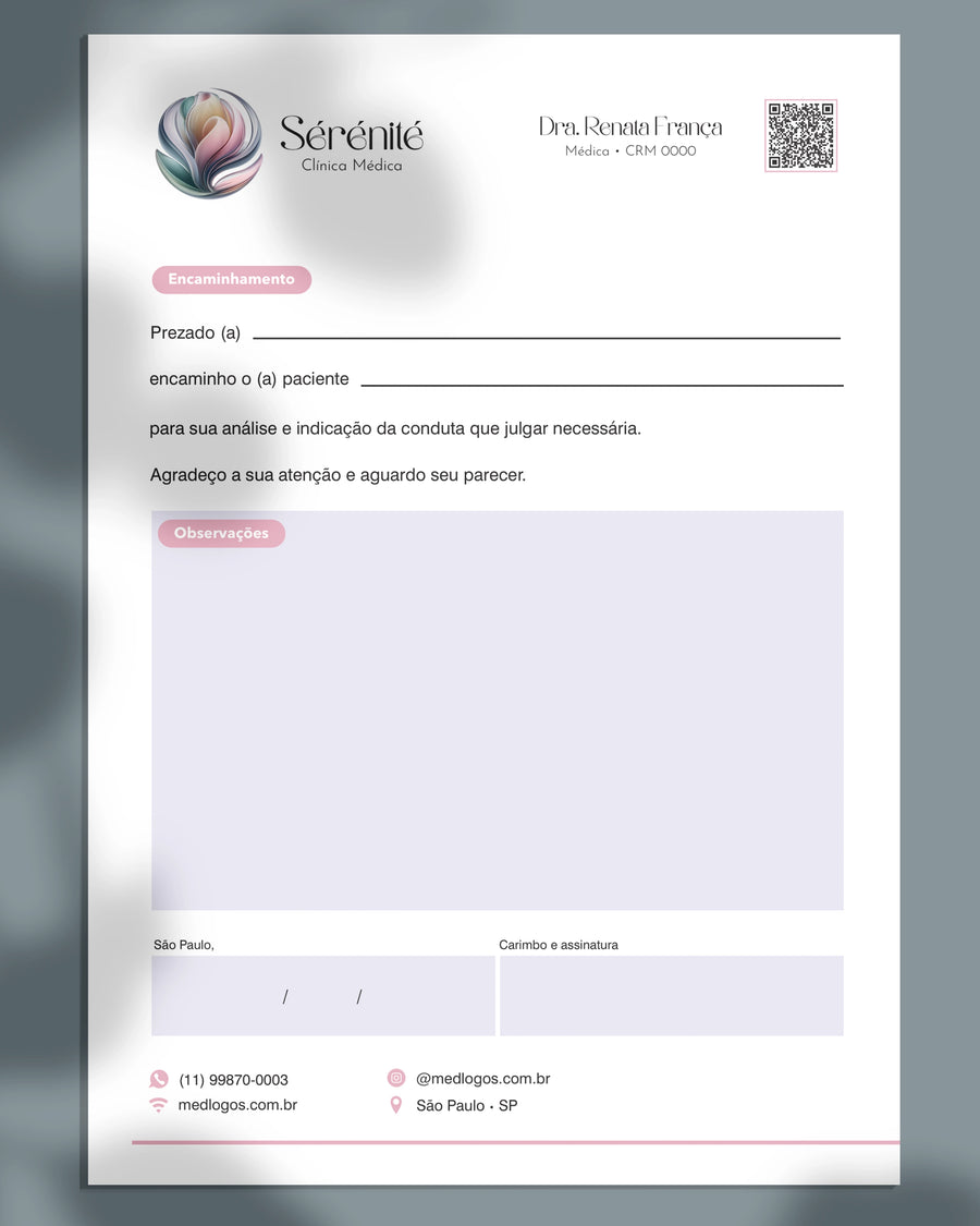 Carta de encaminhamento para psiquiatria, impressão premium.