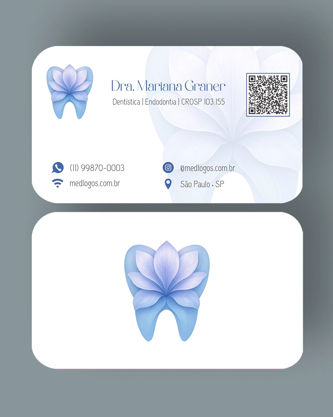 Cartão de visita odontológico para dentistas e clínicas, impressão de alta qualidade e design profissional.