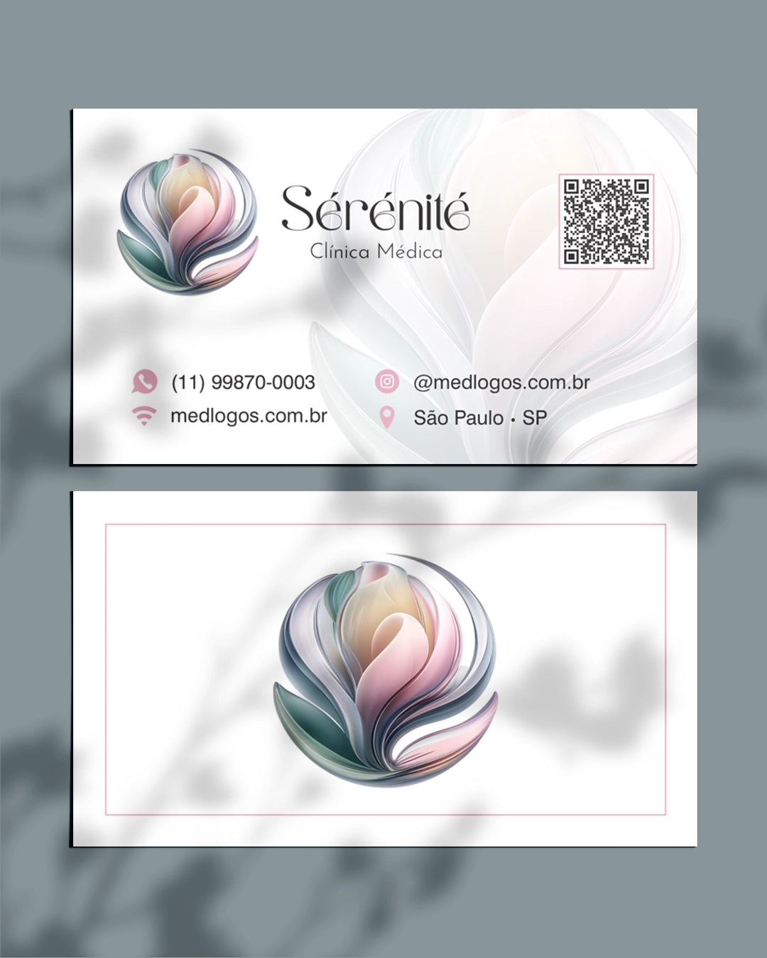 Cartão de visita personalizado para clínica e consultório médico. Design e impressão de qualidade. Acabamento luxuoso.