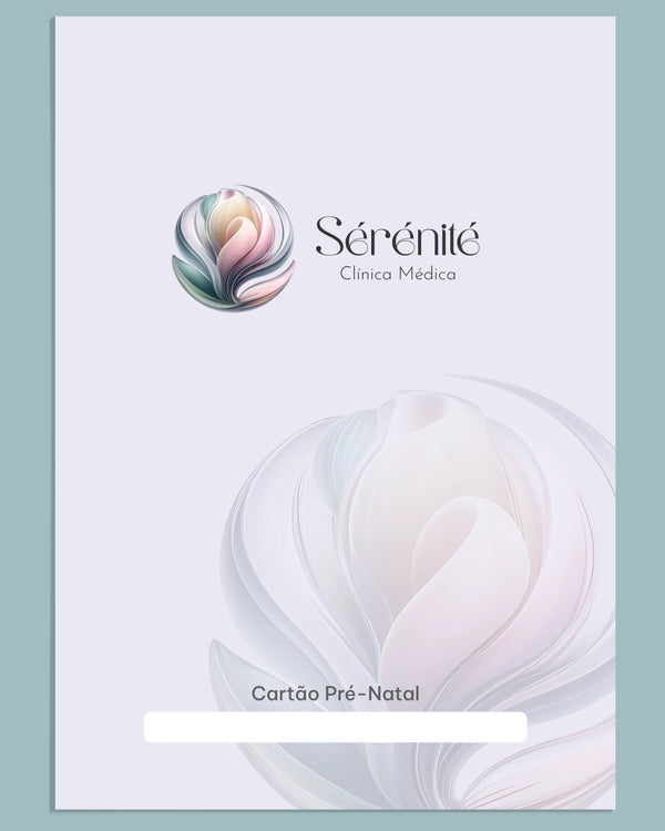 Cartão pré-natal com foco em identificação inicial, design customizável em papel fosco anti-borrão pela gráfica especializada Med Logos.