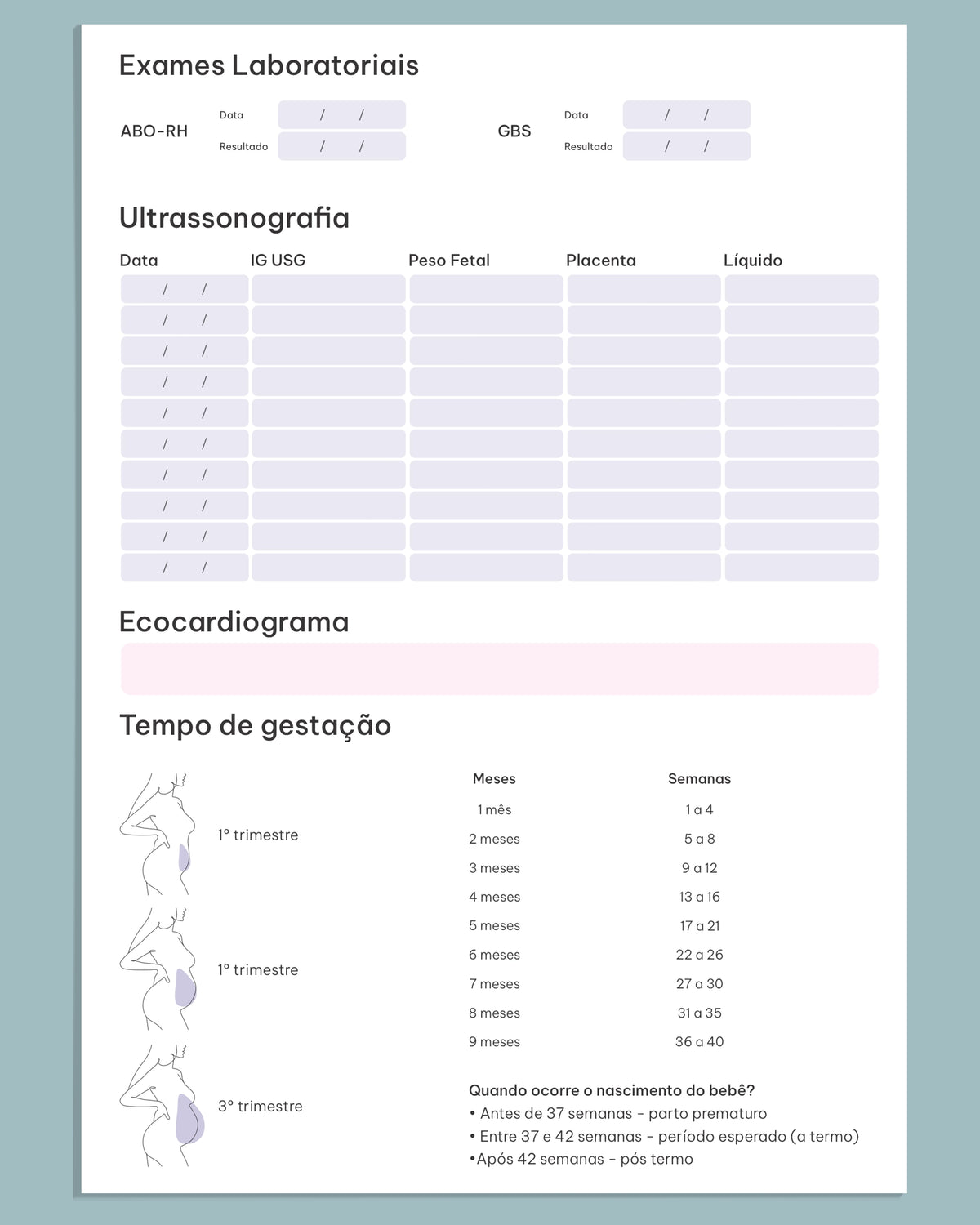 Capa simples e elegante de cartão pré-natal, papel premium fosco que não borra, ideal para ginecologistas pela Med Logos.