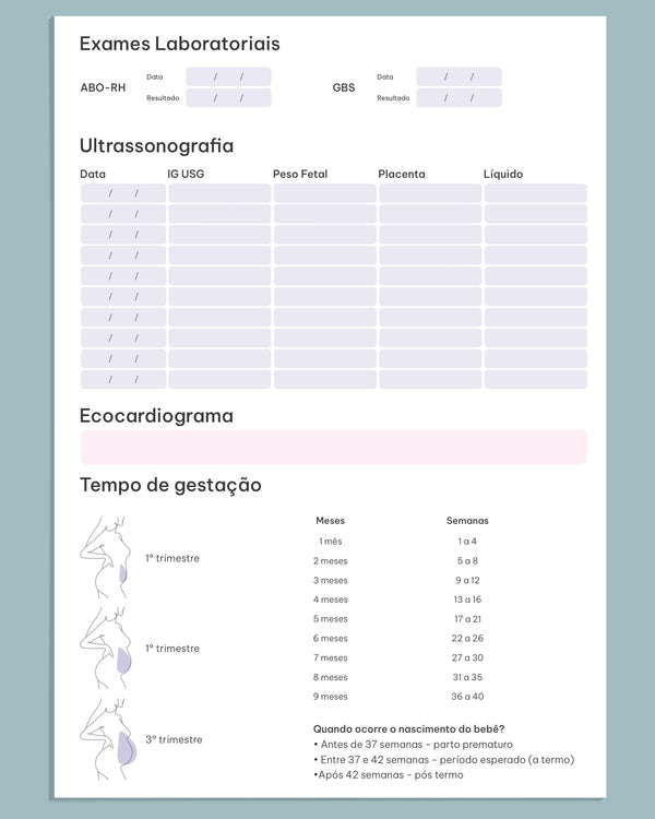 Capa simples e elegante de cartão pré-natal, papel premium fosco que não borra, ideal para ginecologistas pela Med Logos.