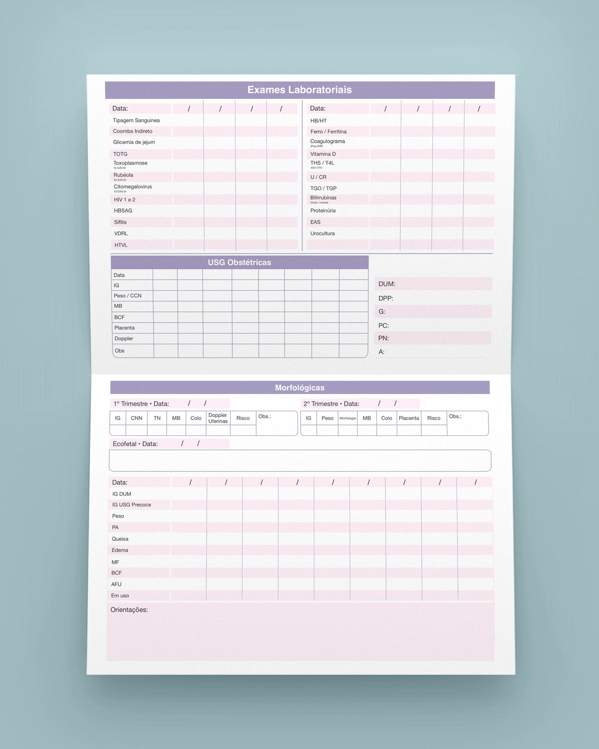 Cartão pré natal da gestante personalizado para médicos especializados em ginecologia e obstetrícia. Impressão gráfica de alta qualidade.