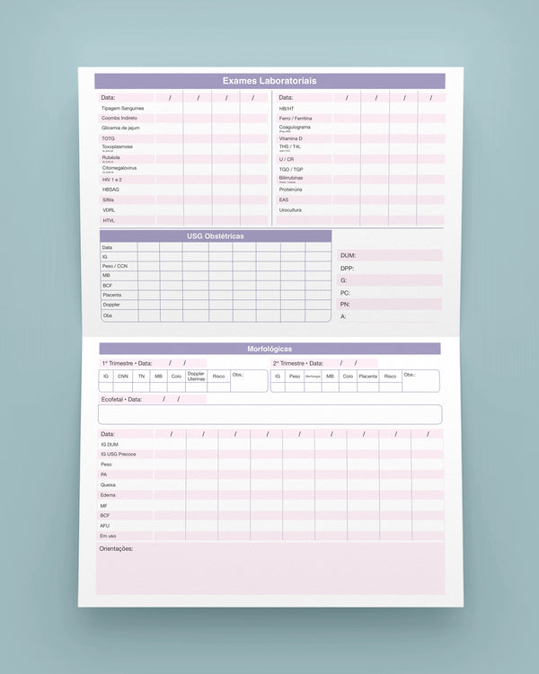 Cartão pré natal da gestante personalizado para médicos especializados em ginecologia e obstetrícia. Impressão gráfica de alta qualidade.