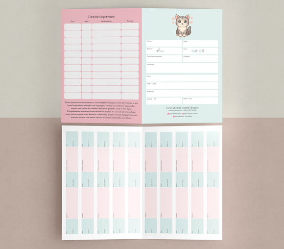 Carteira de vacinação de felinos para médicos veterinários especializados em medicina felina.