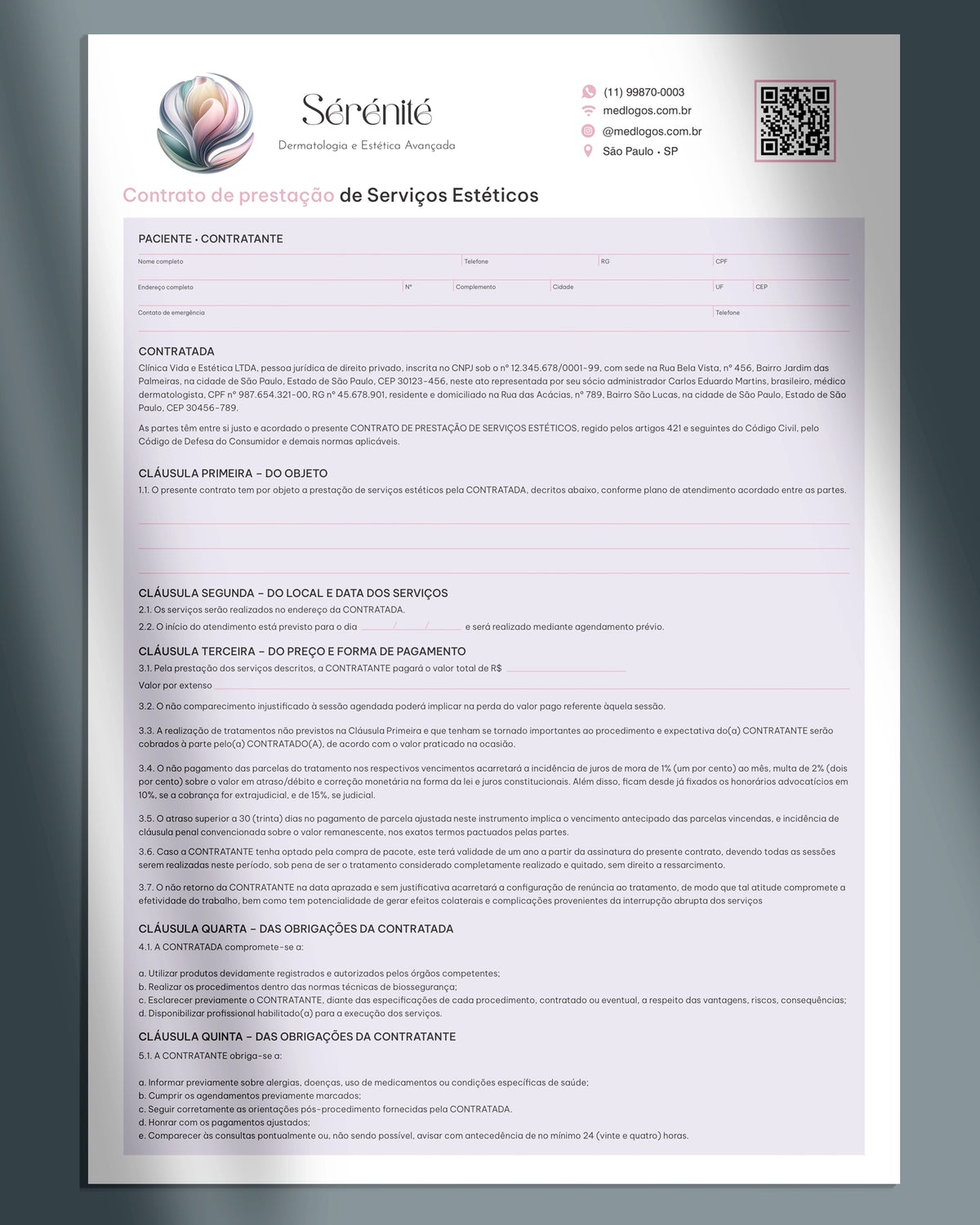 Contrato completo para estética avançada