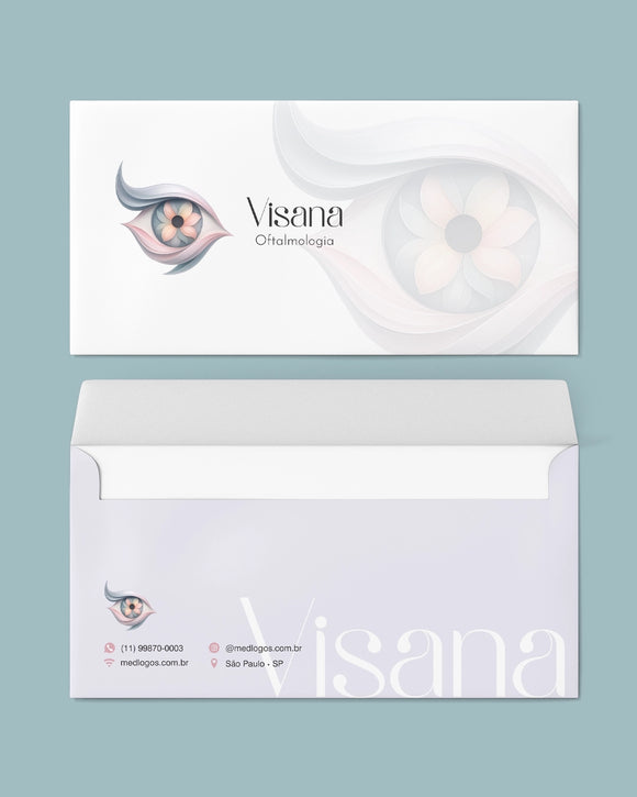 Envelope ofício para exames oftalmologia - impressão prática e layout funcional.