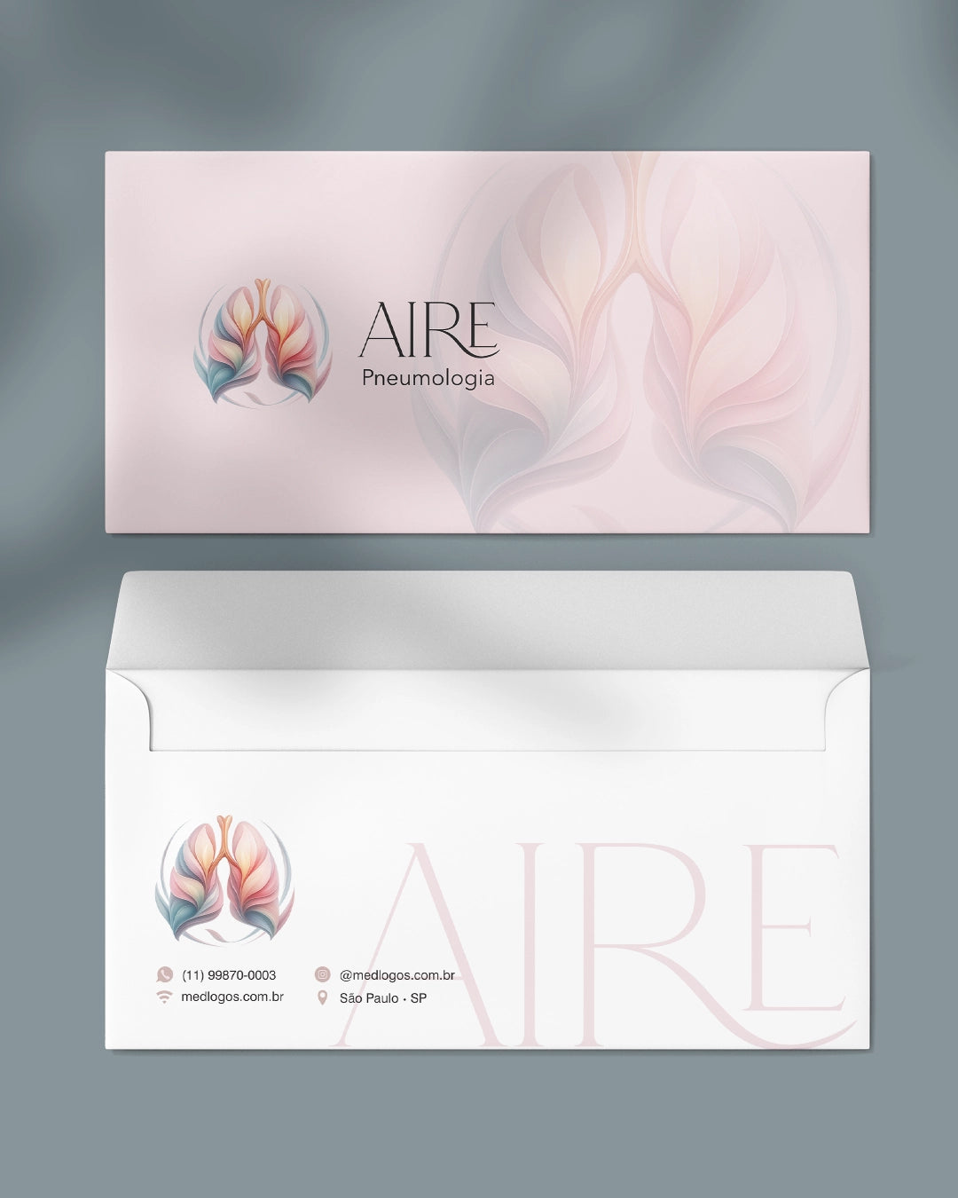 Envelope ofício para exames pneumologia, impressão premium.