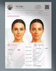 Ficha de planejamento de injetáveis para harmonização facial HOF. Design elegante e técnico.