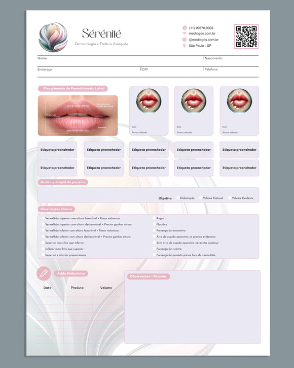 Planejamento para preenchimento labial com mapeamento e volume. Injetáveis com ácido hialuronico.