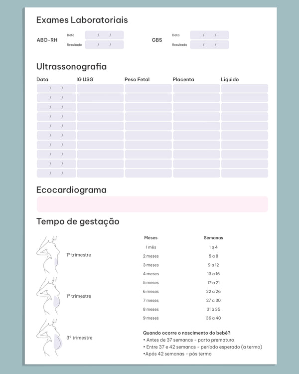 Visão interna de cartão pré-natal focando em vacinas maternas, alta qualidade e customizável pela gráfica especializada.