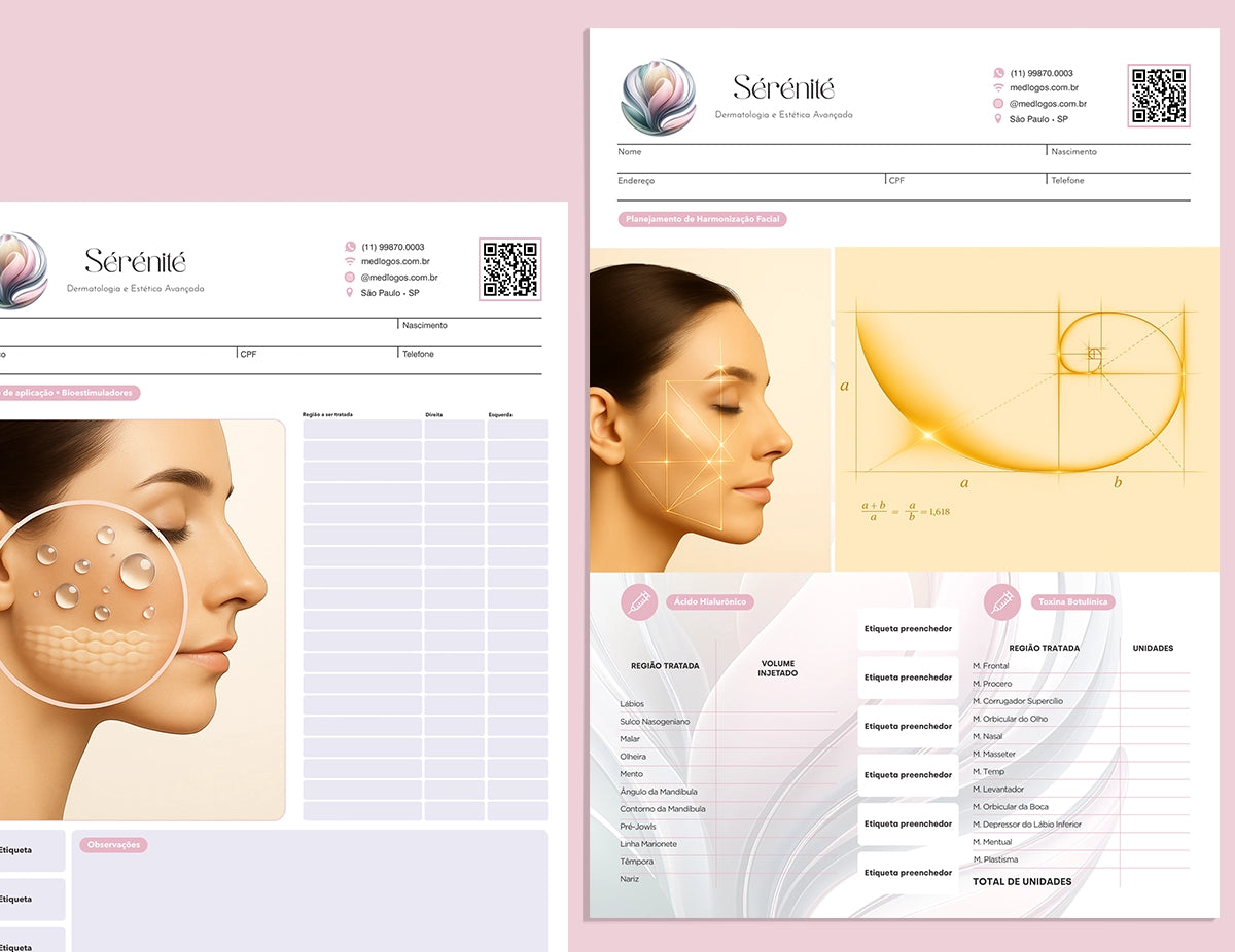 Gráfica com fichas e formulários de estética avançada