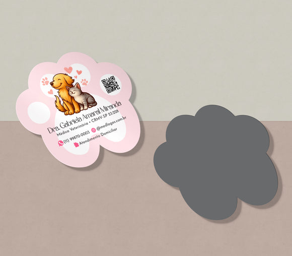 Ímã de geladeira em forma de pata com QR code veterinário | Material de marketing veterinário personalizado - ímã
